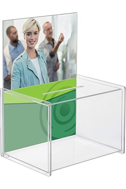 Slasa Transparent Acrylic Suggestion Box with A4 Display Panel - Wall Mount or Tabletop, Donation and Feed