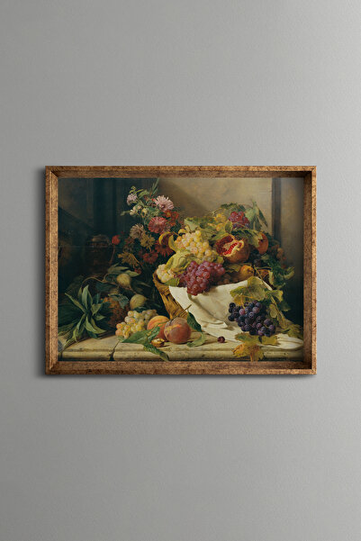 epiqart Natură moartă cu fructe și flori - Cadru cu model vintage