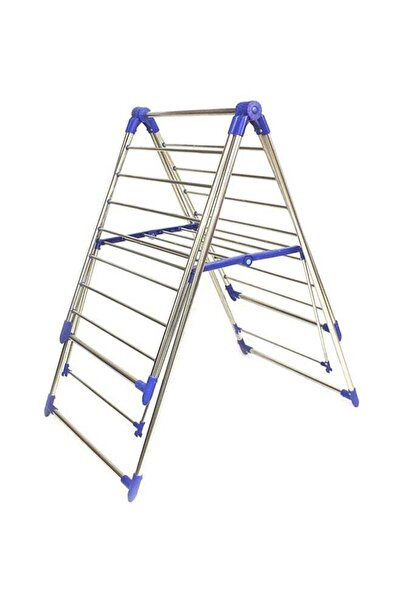 Generic رف تجفيف ملابس فضي قابل للطي بأربعة أرفف، أبيض/أزرق - 133 سم طول × 58 سم ارتفاع × 95 سم عرض × 73 سم عمق