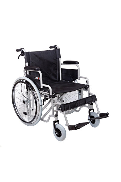 Comfort Plus Tekerlekli Sandalye | 60 cm Geniş Oturum, Çift Makaslı Çelik Şas...