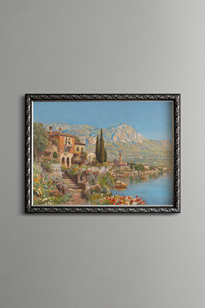 epiqart Peisajul Riva pe Garda Lake - Cadru cu model vintage