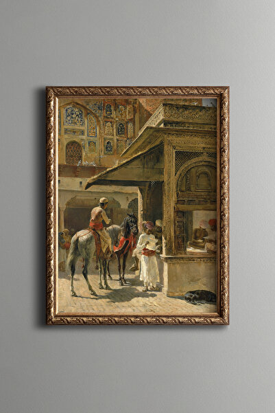 epiqart Street Scenery in India - Vintage Patterned Frame
