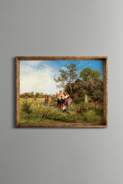 epiqart Bir Bahar Manzarası - Vintage Desenli Çerçeve