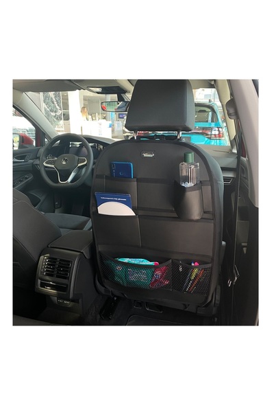 Mrs Cargift Car Auto Seat Back Leather Mesh Organizer Black Color