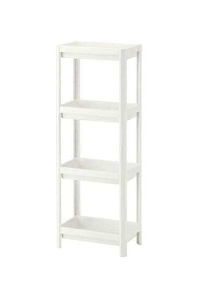 Generic 4 Layer Vasken Shelving Unit Shelf White 36x23x100cm