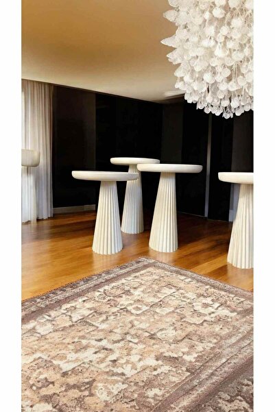 Simillo Home&Living Krem Renk Masif Ahşap Mantar Sehpa – 3’lü Doğal Fiskos ve...