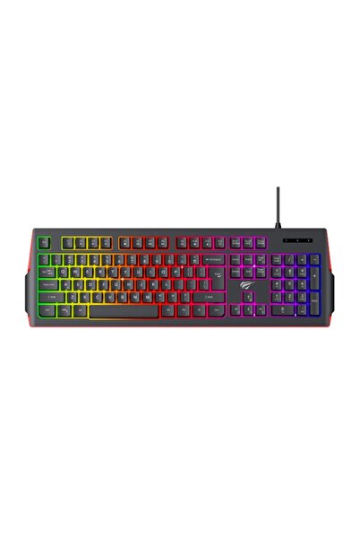 Havit RGB Gaming Keyboard, Layout EN, Cable 1.4m, 300mA, KB866L, Black/ Red