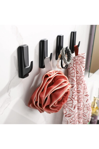 ALOCEO Set of 9 towel hooks, plastic, black, 8 x 3.2 x 3 cm