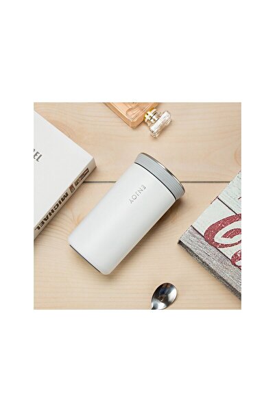 Mixbo Cana de cafea și ceai Mixbo, model Enjoy, oțel inoxidabil, alb, 350 ml