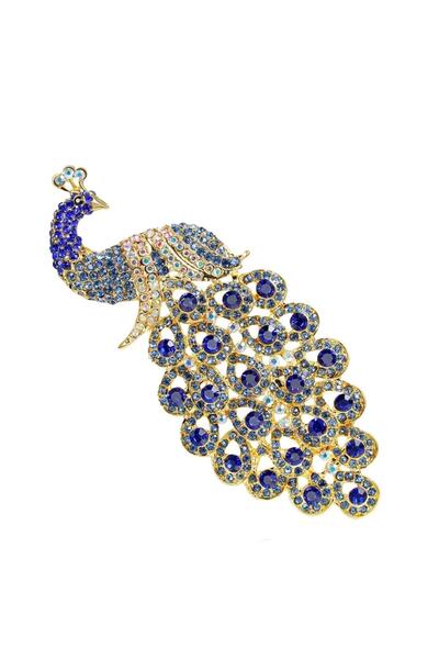 OEM Brosa eleganta model paun cu cristale albastre