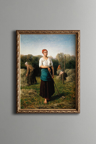 epiqart O fată cu un greblă - Cadru cu model vintage