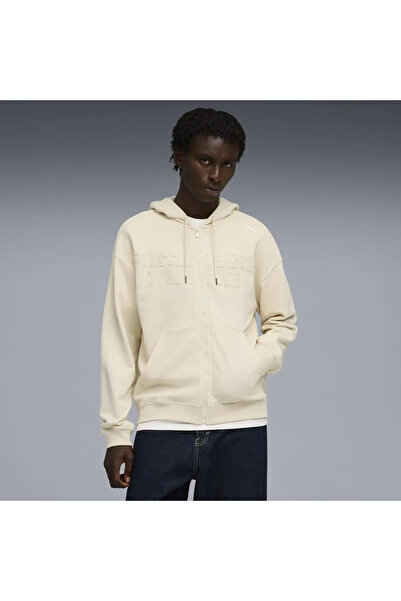 Puma PL Lifestyle Zip Jacket Κρεμ Ανδρικό Τοπ με Φερμουάρ