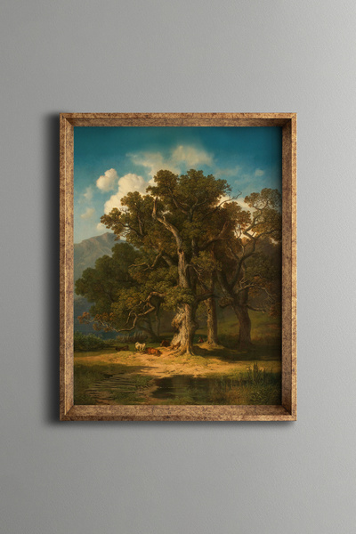 epiqart Orman Manzarası - Vintage Desenli Çerçeve