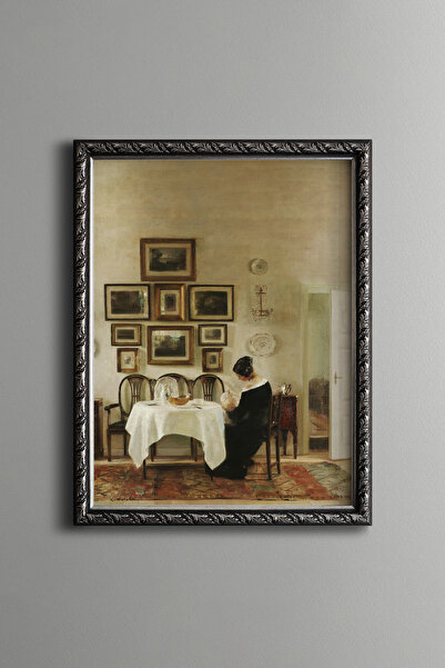 epiqart Mother and Child in the Dining Room - Vintage Patterned Frame