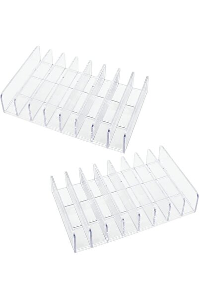 Slasa حامل أكريليك، عبوة من قطعتين، منظم مكتب شفاف بـ 8 فتحات، 20 × 14.5 × 4....