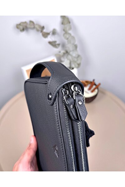 Fil Deri Genuine Leather Handheld Double Zipper Men's Handbag 2101