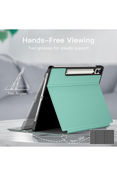 JETech Husă pentru Samsung Galaxy Tab S10 Plus / Tab S9 Plus 12,4 inch cu suport pentru stilou, verde deschis