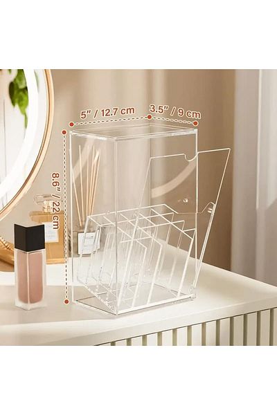 Slasa Acrylic Makeup Brush Organizer with Protective Cover
