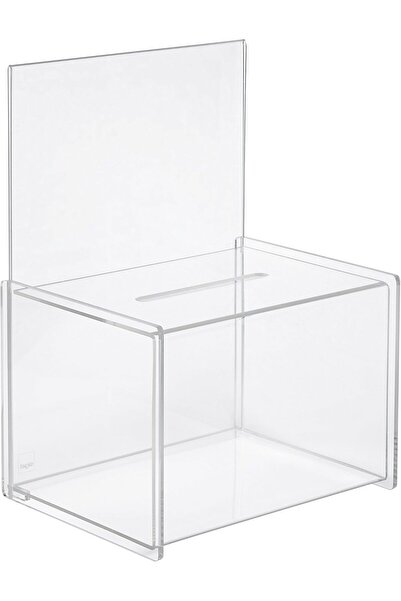 Slasa Transparent Acrylic Suggestion Box with A4 Display Panel - Wall Mount or Tabletop, Donation and Feed