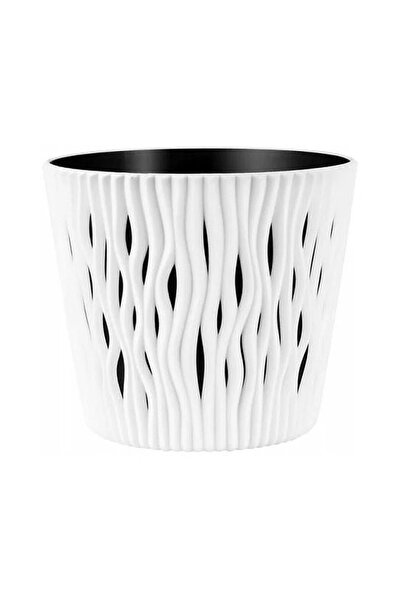 SGTT Ghiveci decorativ pentru flori, rotund, alb, capacitate 3l, 16x18 cm