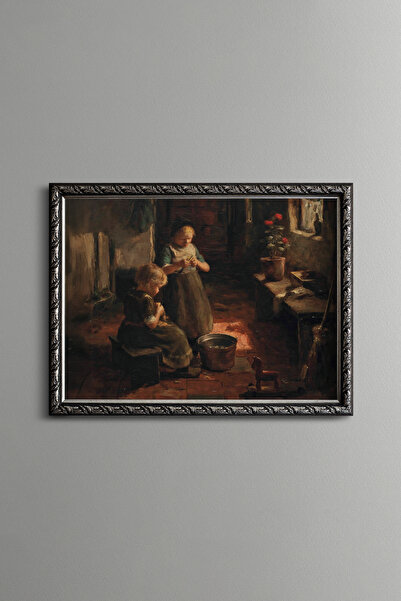 epiqart Potato Peeling - Vintage Patterned Frame