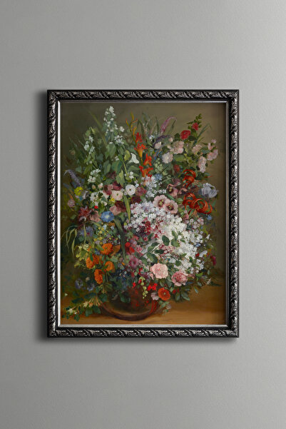 epiqart Flower Bouquet in Vase - Vintage Patterned Frame