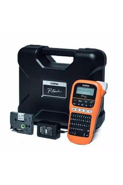 Brother P-touch PT-E110VP Labeling System, Thermal Transfer, LCD Display, QWERTY Keyboard, Cutter (O