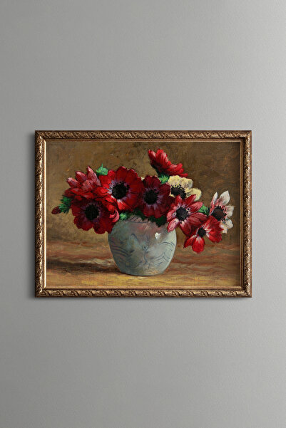 epiqart Anemonlar - Vintage Desenli Çerçeve