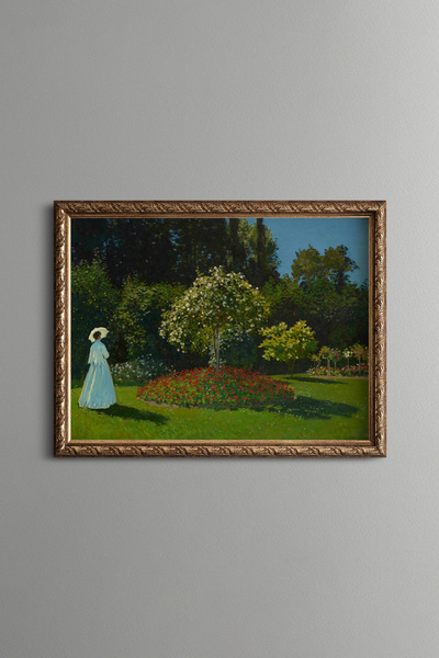 epiqart Woman in the Garden - Vintage Patterned Frame