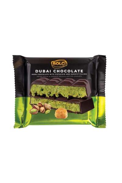 Bolçi Dubai Çikolatası Fıstıklı Kadayıf Dolgulu Bitter Çikolata 100g