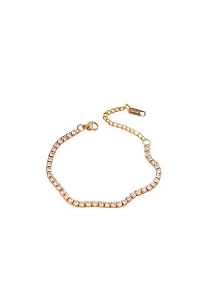 OEM Bratara cu zirconii, culoare aurie, reglabila 16-21cm