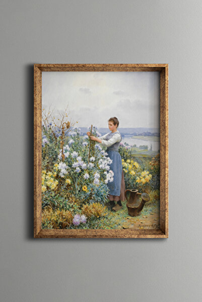 epiqart Krizantemler - Vintage Desenli Çerçeve