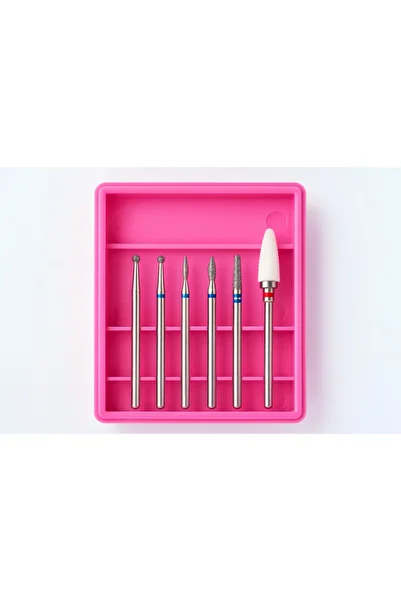 Mustore Professional Manicure and Pedicure 6 Pcs Pink Russian Milling Set