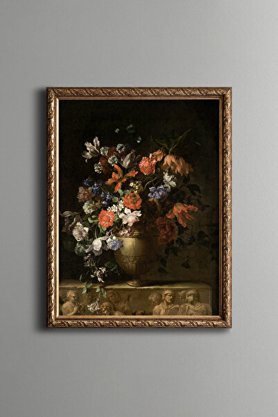 epiqart Flowers in a Vase - Vintage Patterned Frame