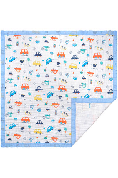 FizioTab Paturica FizioTab® pentru Bebe, Muselina 6 Straturi, 110x110 cm, din Bumbac, 0-5 Ani, Masinute