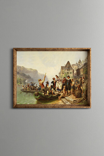 epiqart Ren Nehri'nde Düğün Alayı - Vintage Desenli Çerçeve