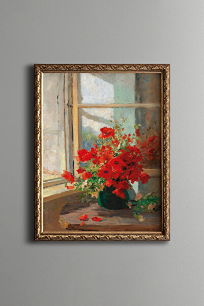 epiqart Gelincik Buketi - Vintage Desenli Çerçeve