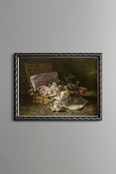 epiqart Roses in a Basket - Vintage Patterned Frame