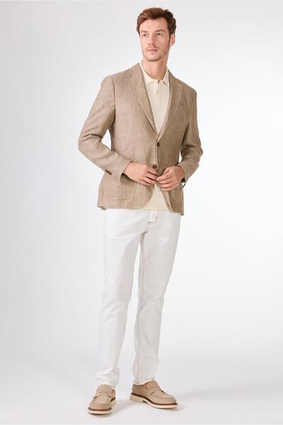 Dufy Beige Men's Jacket - Slim Fit