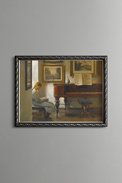 epiqart Girl in the Interior - Vintage Patterned Frame