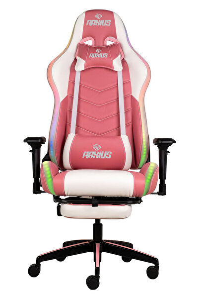 RaXius GC3001PW Masajlı,RGB,4D Kolçaklı,Ayak Destekli Oyuncu Koltuğu, Pembe- ...