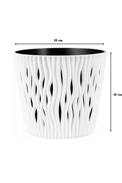 SGTT Ghiveci decorativ pentru flori, rotund, alb, capacitate 3l, 16x18 cm
