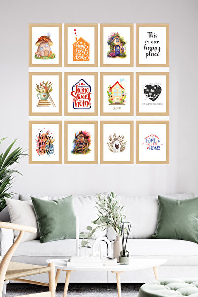 woodsia Set de pictură din lemn MDF cu aspect cadru, 12 piese SET1009