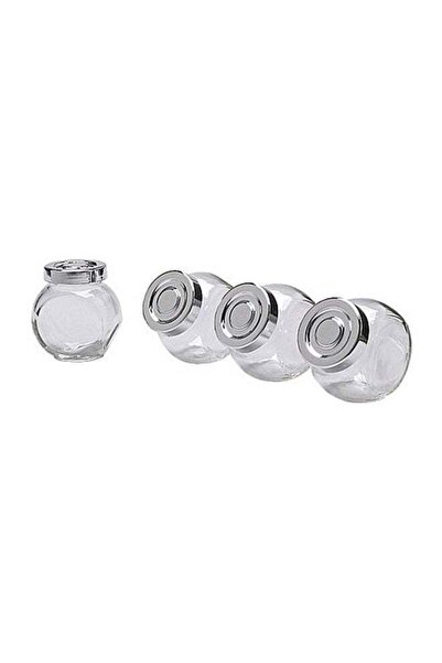 Generic طقم برطمانات توابل من 4 قطع فضي/شفاف 8 سم