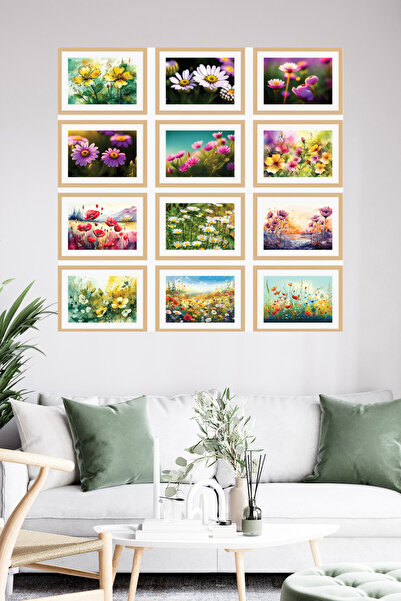 woodsia Set de pictură din lemn MDF cu aspect cadru, 12 piese SET1029