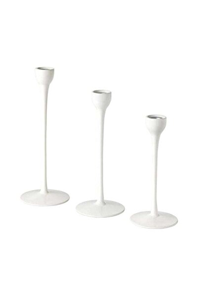 Generic 3-Piece Candlestick Set White 26x13x33cm
