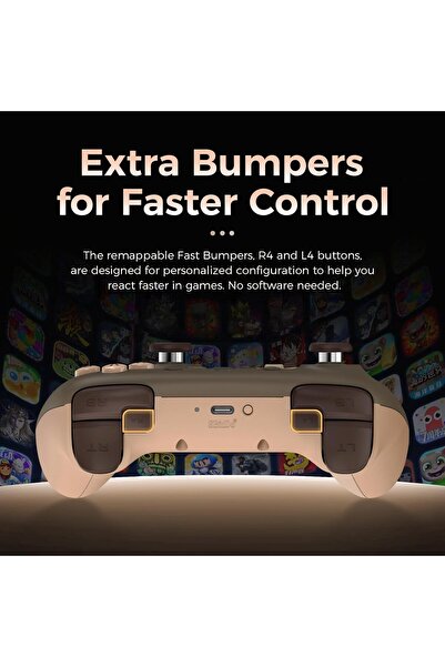 8Bitdo Ultimate 2C Kablosuz 2.4G Oyun Kolu PC Android Hall Effect Joystick Brownie Kahverengi