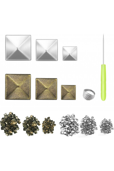 CiShow Set de 600 nituri artizanale, metal, argintiu/auriu, 8/12/15 mm