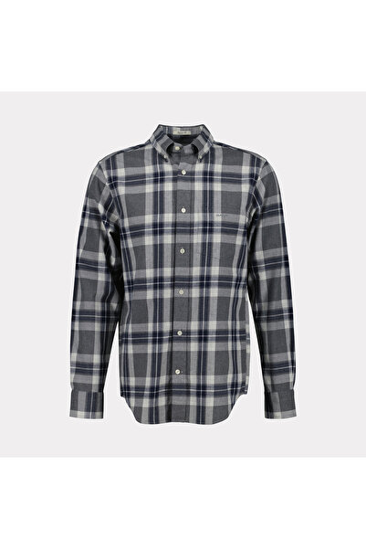 Gant Erkek Gri Regular Fit Düğmeli Yaka Kareli Gömlek