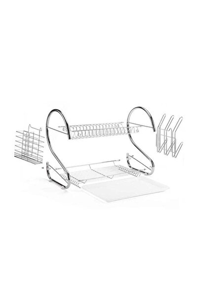 RUBIK 2-Tier Dish Drainer Rack Silver
